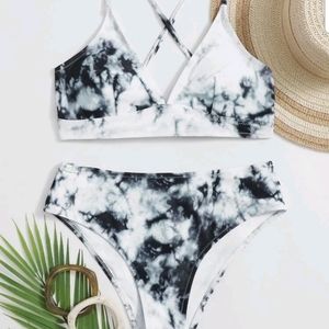 Tie Dye Black and White 2-piece Bikini